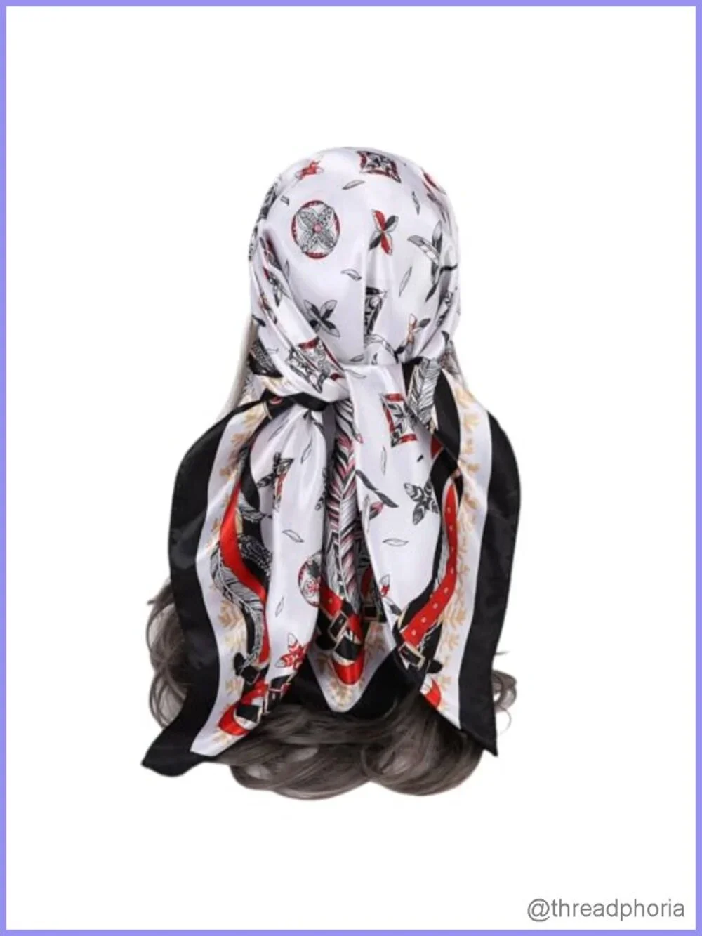 Large Square Satin Silk Like Scarf Paisley Hair Neck Wrap